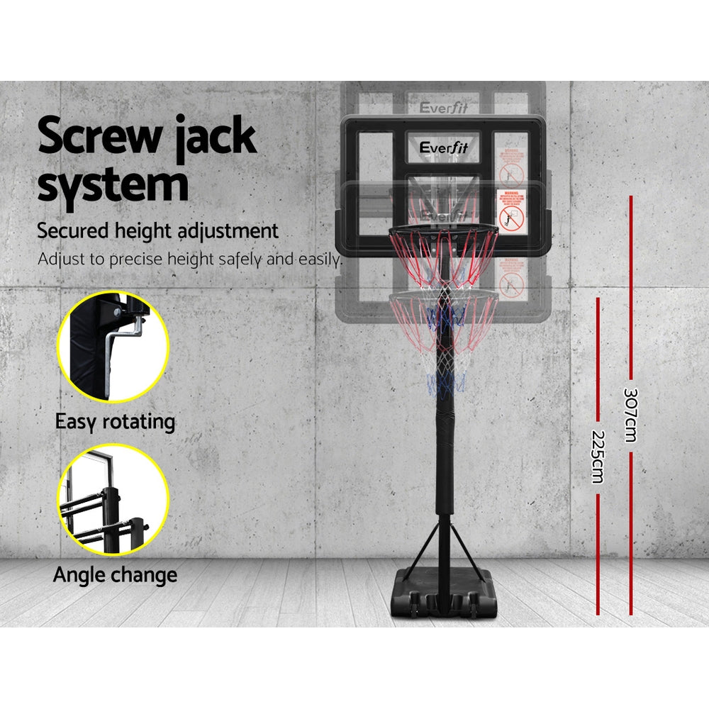Basketball & Basketball Accessories: Everfit 3.05M Basketball Hoop Stand System Adjustable Height Portable Pro Black