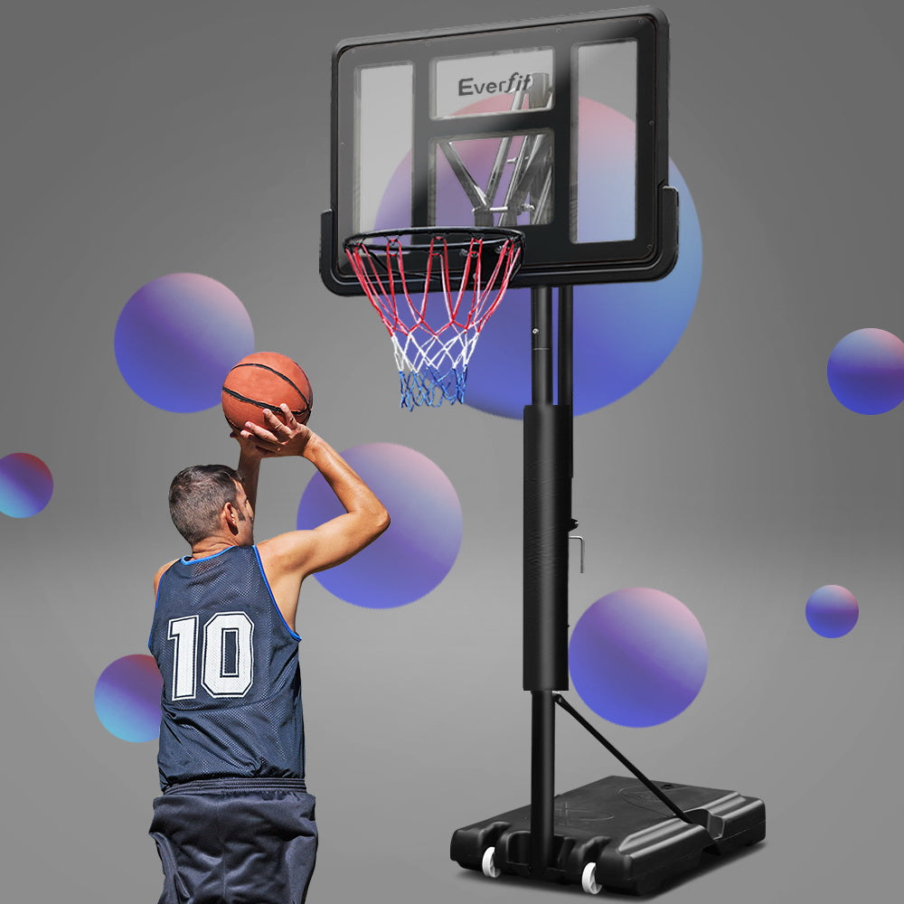 Basketball & Basketball Accessories: Everfit 3.05M Basketball Hoop Stand System Adjustable Height Portable Pro Black