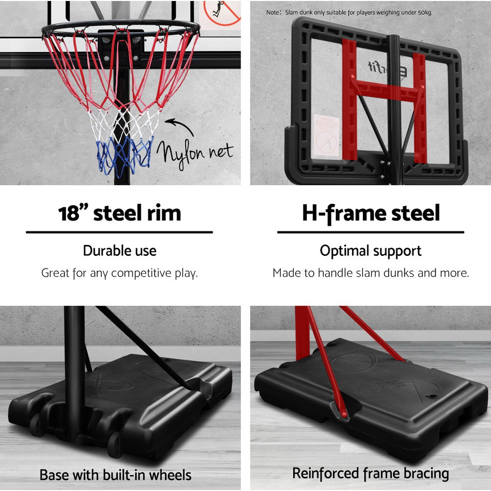 Basketball & Basketball Accessories: Everfit 3.05M Basketball Hoop Stand System Adjustable Height Portable Pro Blue