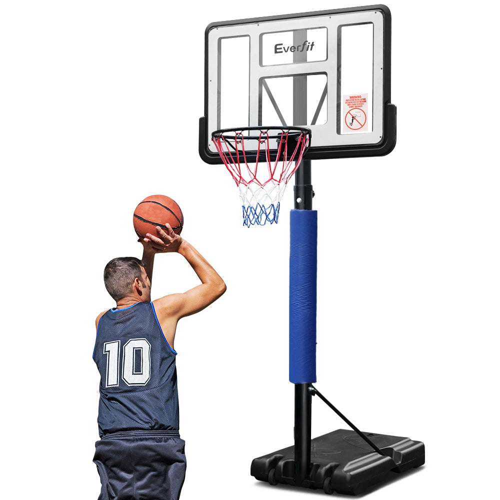 Basketball & Basketball Accessories: Everfit 3.05M Basketball Hoop Stand System Adjustable Height Portable Pro Blue