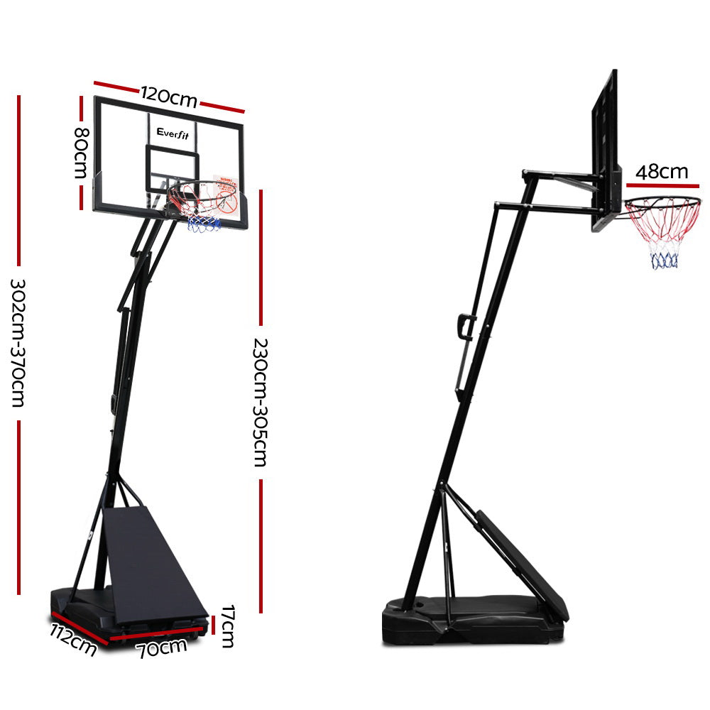 Basketball & Basketball Accessories: Everfit 3.05M Basketball Hoop Stand System Adjustable Height Portable Black Pro