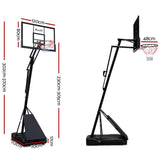 Everfit 3.05M Basketball Hoop Stand System Adjustable Height Portable Black Pro