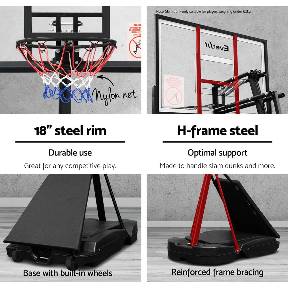 Basketball & Basketball Accessories: Everfit 3.05M Basketball Hoop Stand System Adjustable Height Portable Black Pro