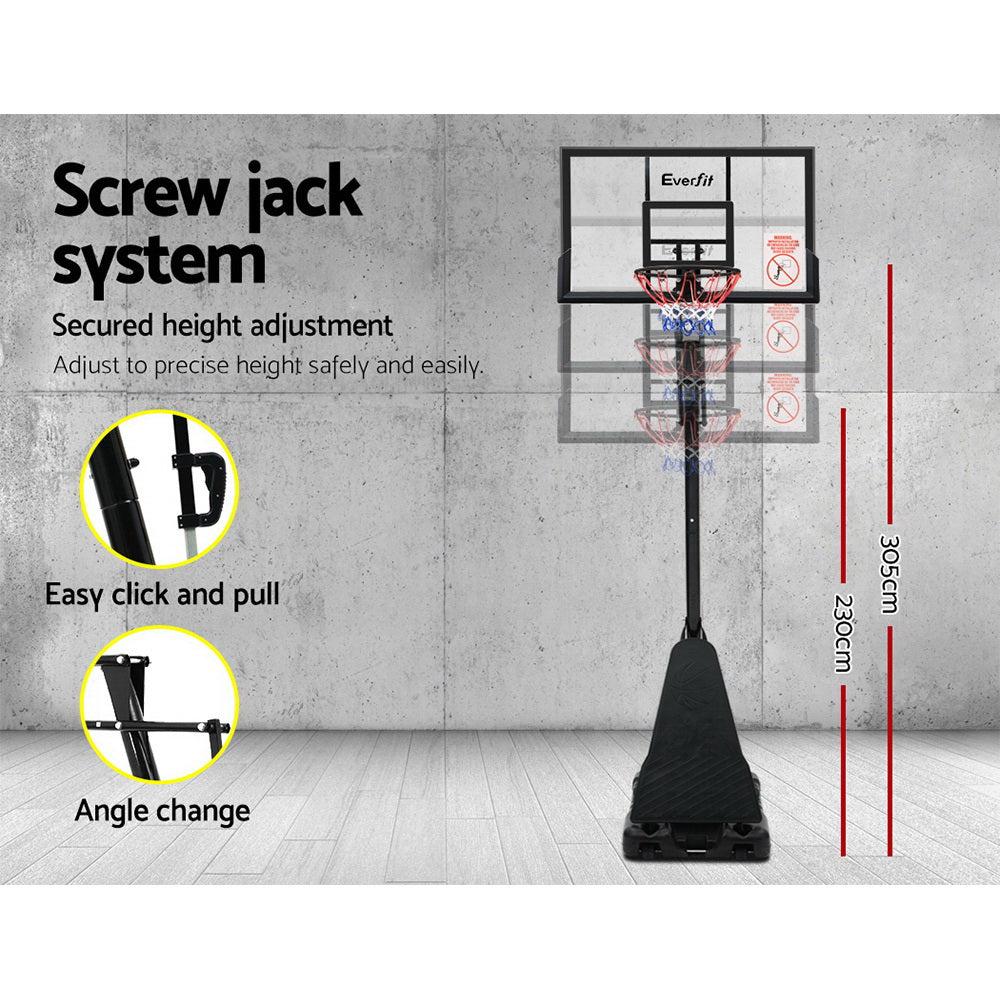 Basketball & Basketball Accessories: Everfit 3.05M Basketball Hoop Stand System Adjustable Height Portable Black Pro