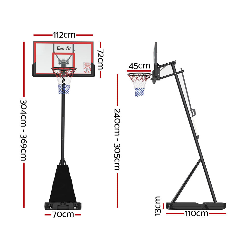 Basketball & Basketball Accessories: Everfit 3.05M Basketball Hoop Stand System Adjustable Height Portable Red Pro