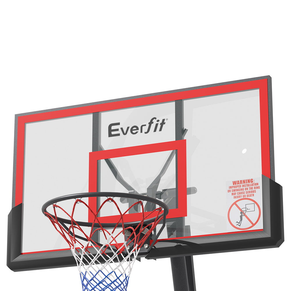 Basketball & Basketball Accessories: Everfit 3.05M Basketball Hoop Stand System Adjustable Height Portable Red Pro