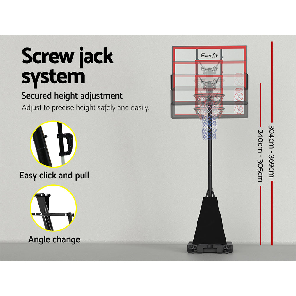 Basketball & Basketball Accessories: Everfit 3.05M Basketball Hoop Stand System Adjustable Height Portable Red Pro