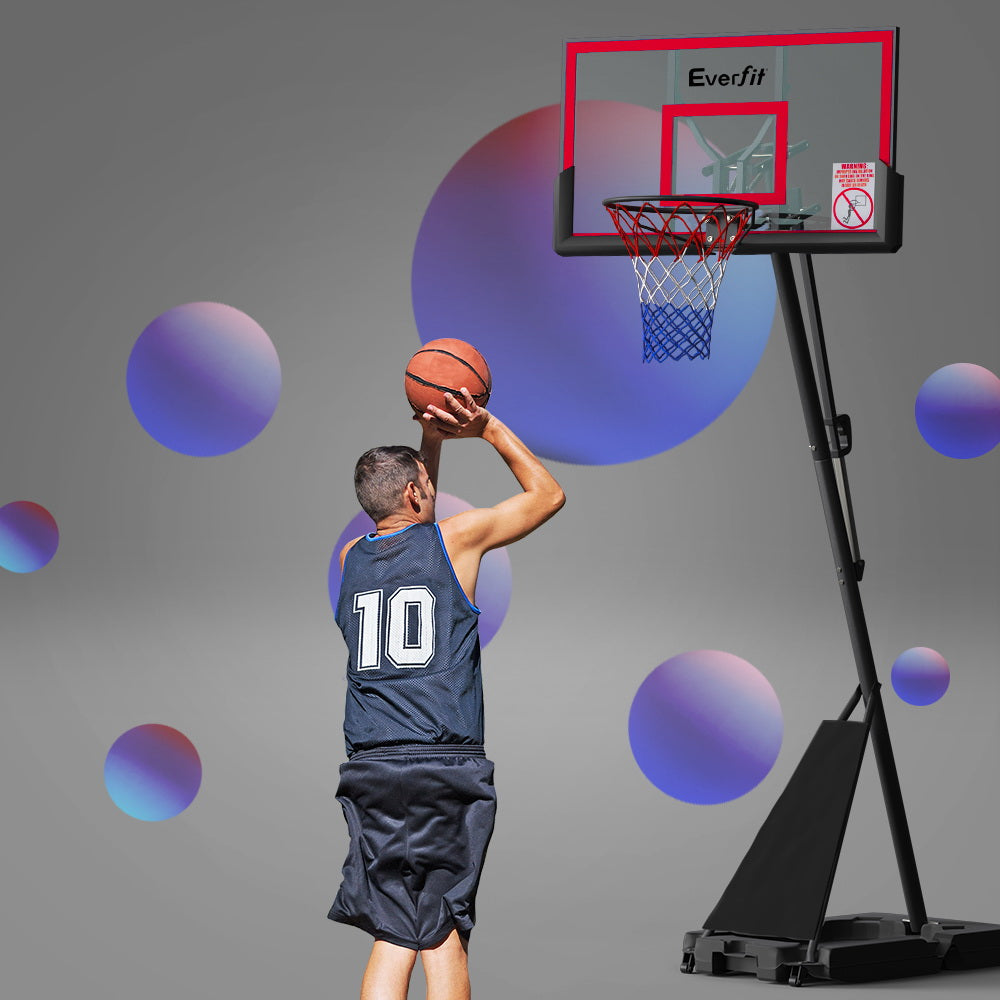 Basketball & Basketball Accessories: Everfit 3.05M Basketball Hoop Stand System Adjustable Height Portable Red Pro