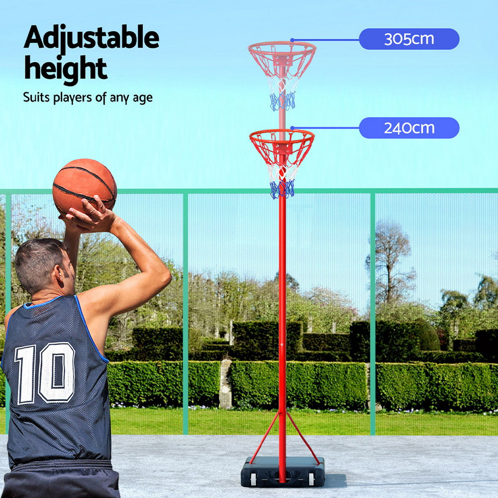 Basketball & Basketball Accessories: Everfit 3.05M Netball Hoop Basketball Stand System Net Ring
