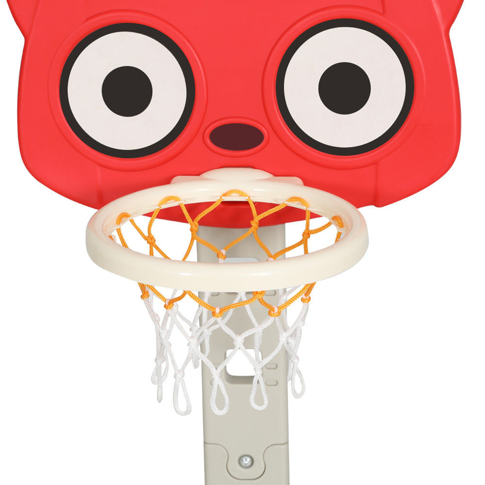 Basketball & Basketball Accessories: Keezi Kids Basketball Hoop Stand Adjustable 5-in-1 Sports Center Toys Set Red