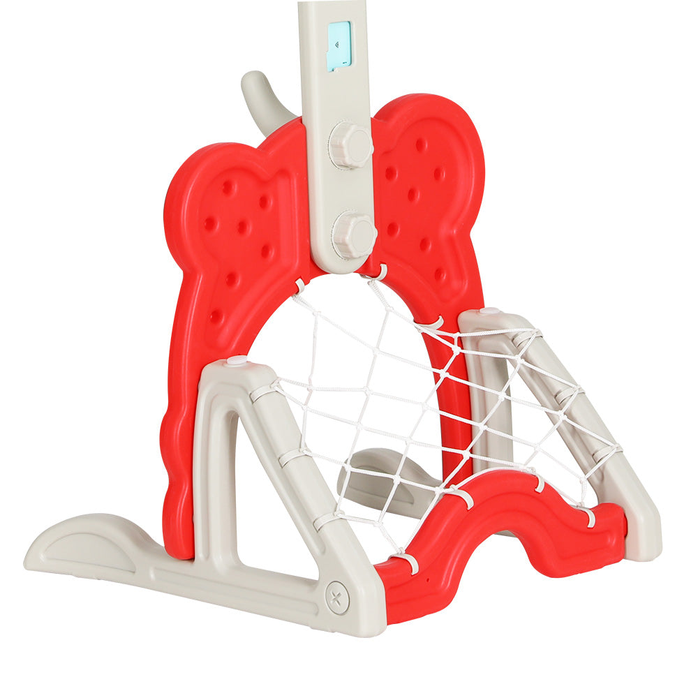 Basketball & Basketball Accessories: Keezi Kids Basketball Hoop Stand Adjustable 5-in-1 Sports Center Toys Set Red