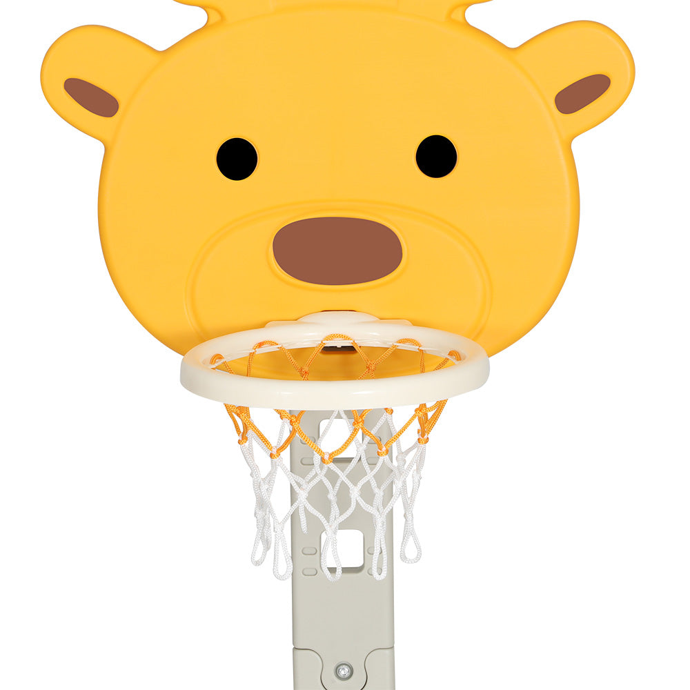 Basketball & Basketball Accessories: Keezi Kids Basketball Hoop Stand Adjustable 5-in-1 Sports Center Toys Set Yellow