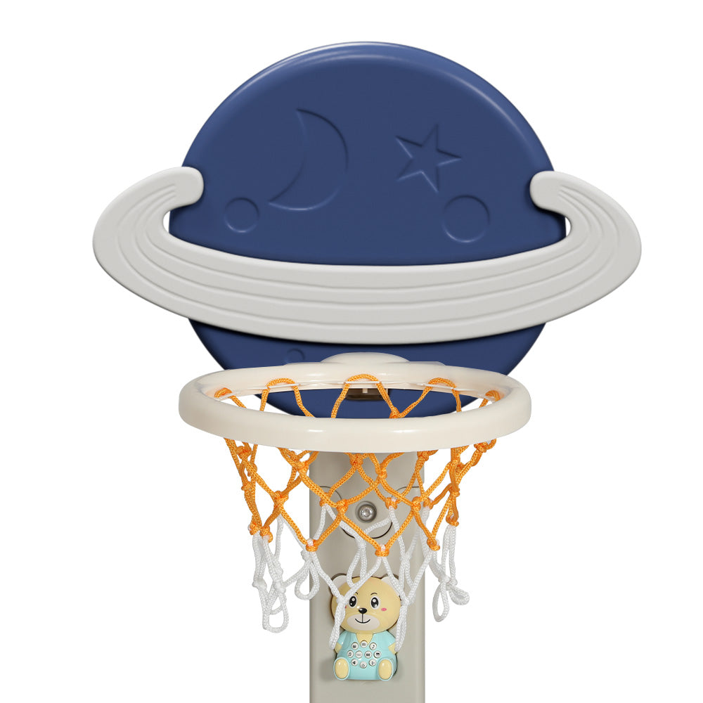 Basketball & Basketball Accessories: Keezi Kids Basketball Hoop Stand Adjustable 6-in-1 Sports Center Toys Set Blue