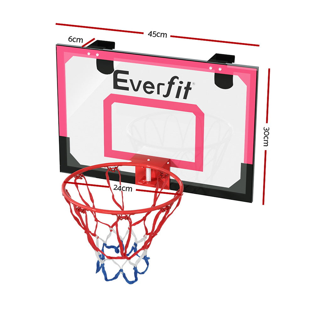 Basketball & Basketball Accessories: Everfit 23" Mini Basketball Hoop Backboard Door Wall Mounted Sports Kids Red