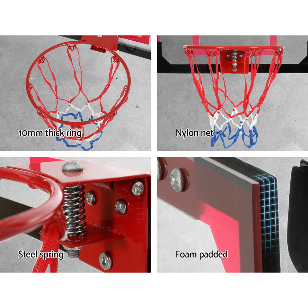 Basketball & Basketball Accessories: Everfit 23" Mini Basketball Hoop Backboard Door Wall Mounted Sports Kids Red