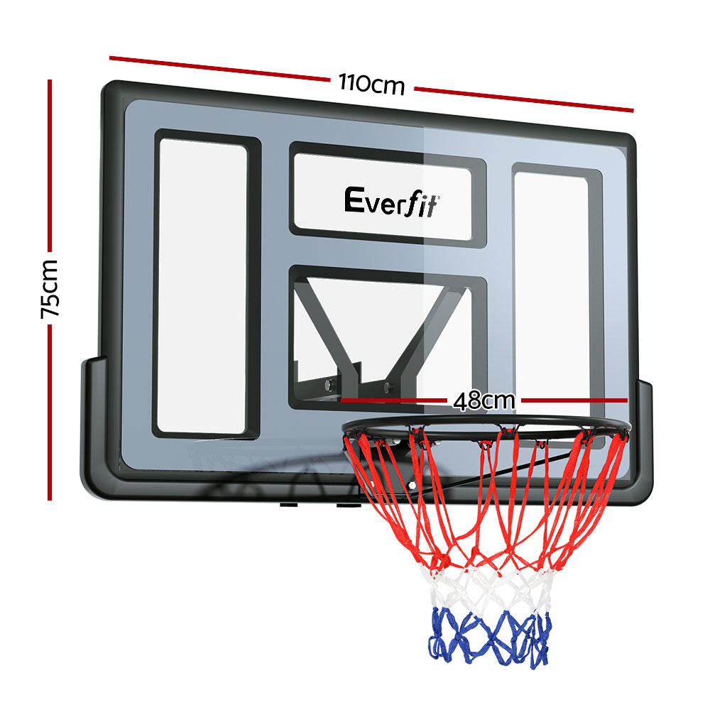 Basketball & Basketball Accessories: Everfit 45" Basketball Hoop Backboard Wall Mounted Ring Net Sports Pro System