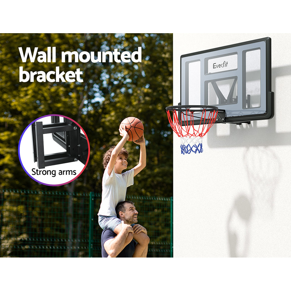 Basketball & Basketball Accessories: Everfit 45" Basketball Hoop Backboard Wall Mounted Ring Net Sports Pro System