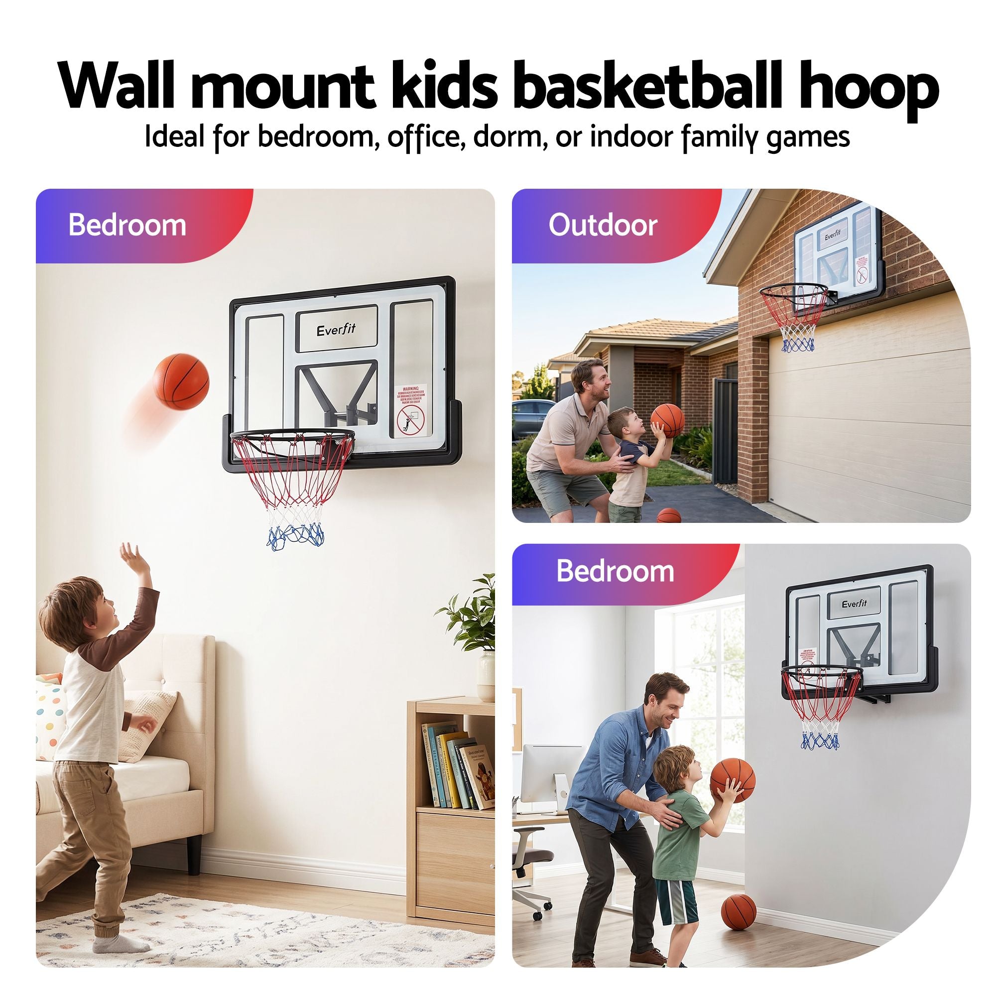 Everfit 43-Inch Wall Mount Kids Basketball Hoop Backboard Outdoor Sports