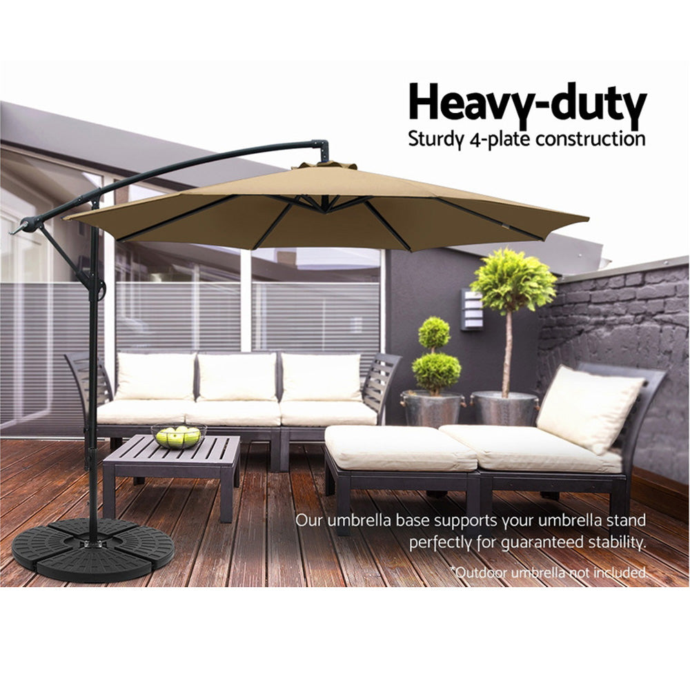 Umbrellas & Sunshades: Instahut 48cm Outdoor Umbrella Base Stand 4 Plates Pod Cantilever