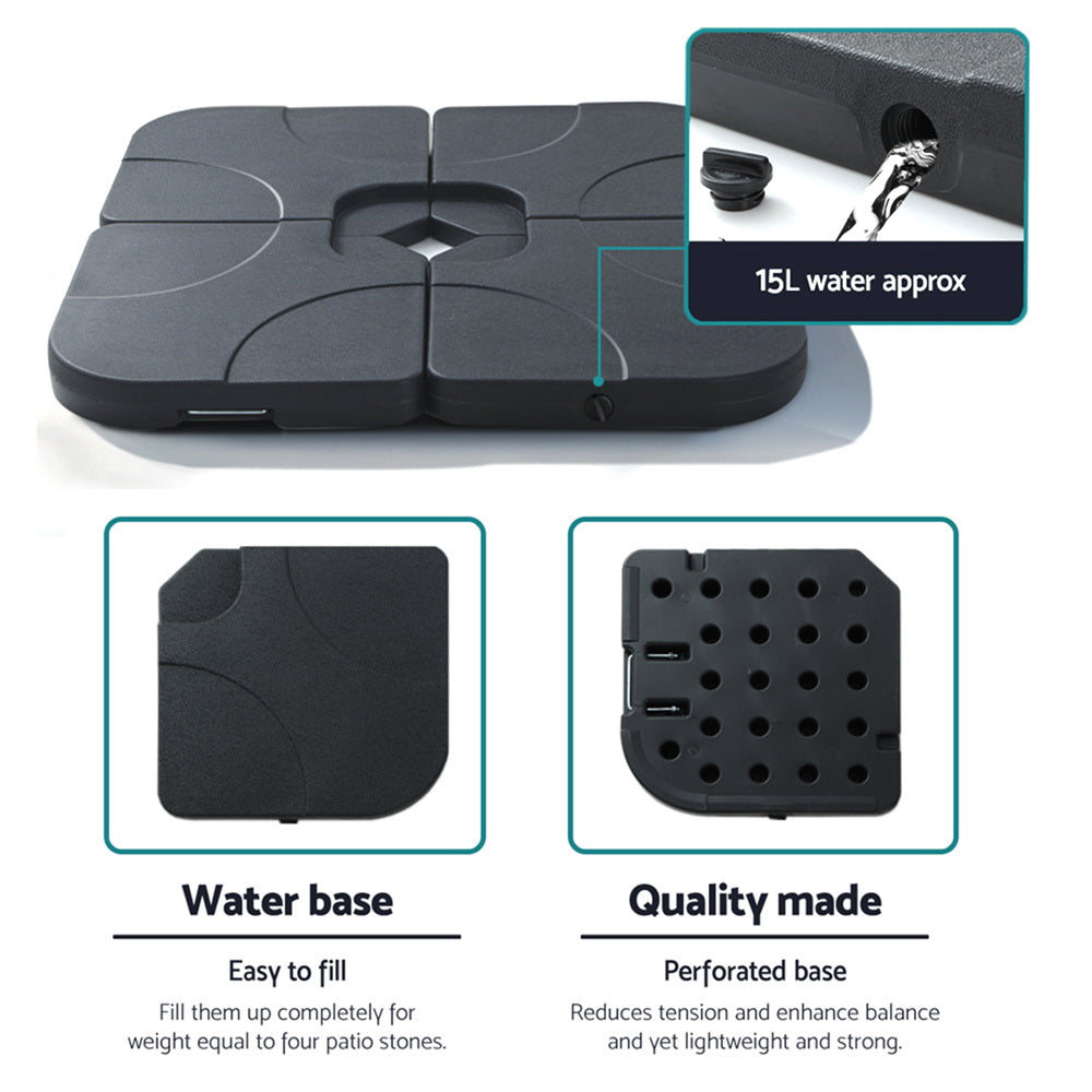 Umbrellas & Sunshades: Instahut Outdoor Umbrella Base 50cm 4 Plates Stand Pod Cantilever