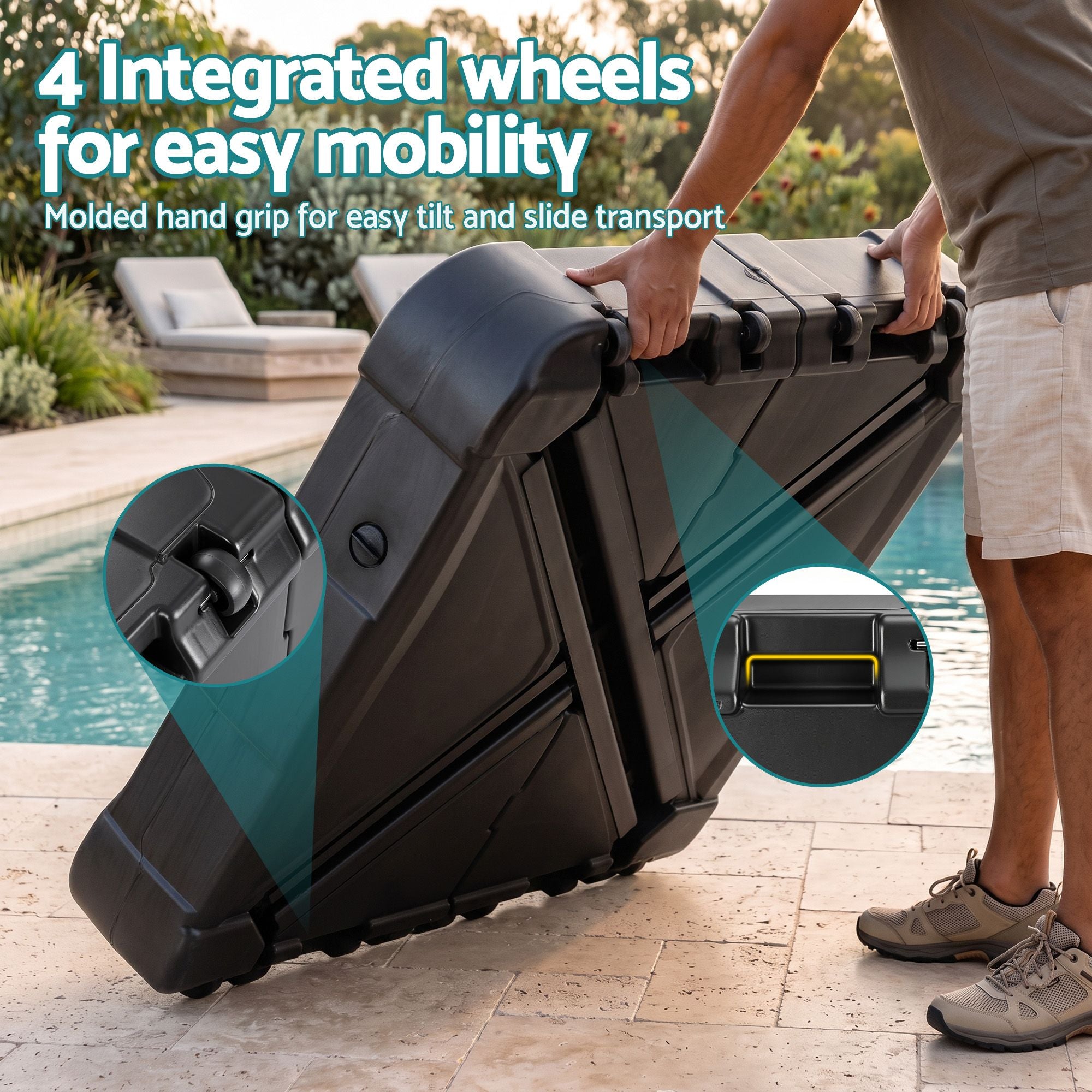 Instahut Outdoor Umbrella Base 2 Fillable 60kg Cantilever Umbrella Base with Wheels 84cm