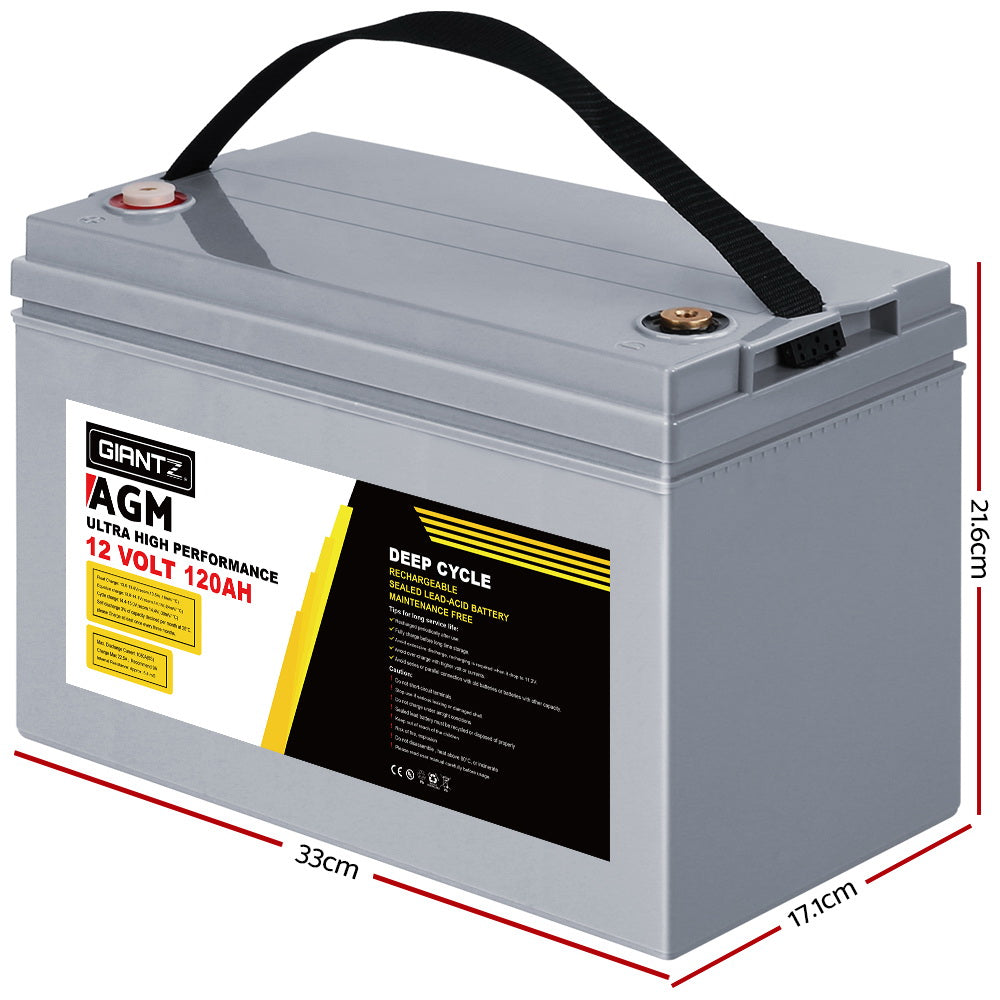 Batteries & Generators: Giantz AGM Deep Cycle Battery 12V 120Ah Box Portable Solar Caravan Camping
