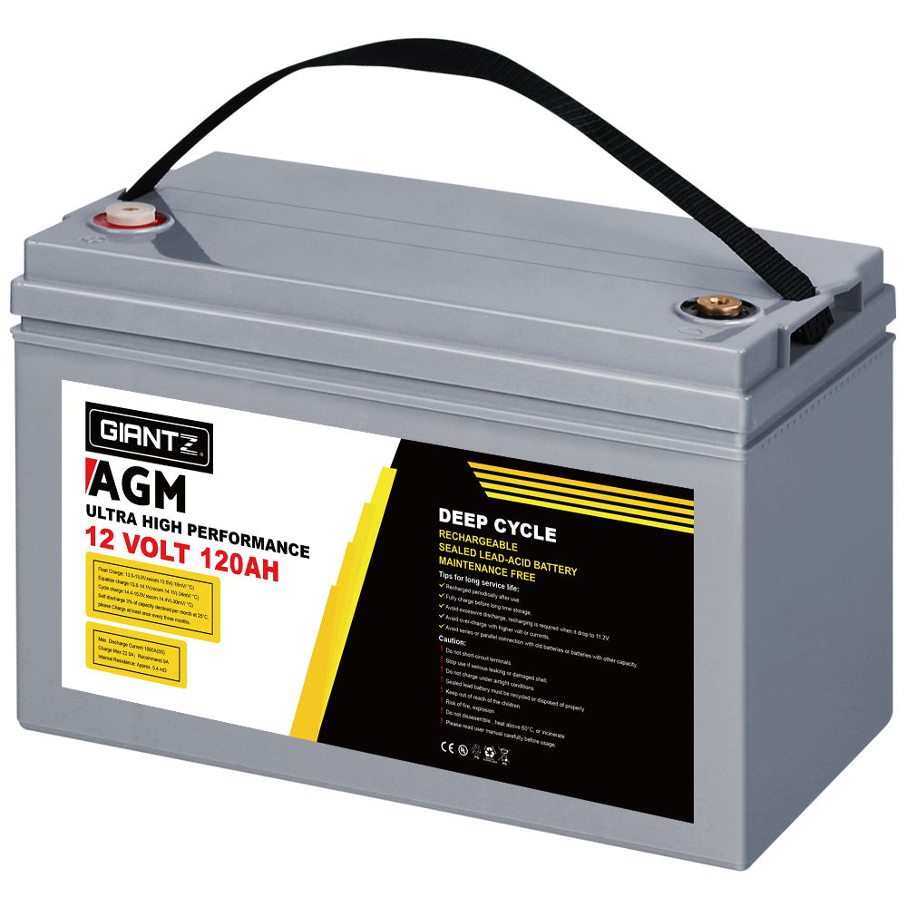 Batteries & Generators: Giantz AGM Deep Cycle Battery 12V 120Ah Box Portable Solar Caravan Camping