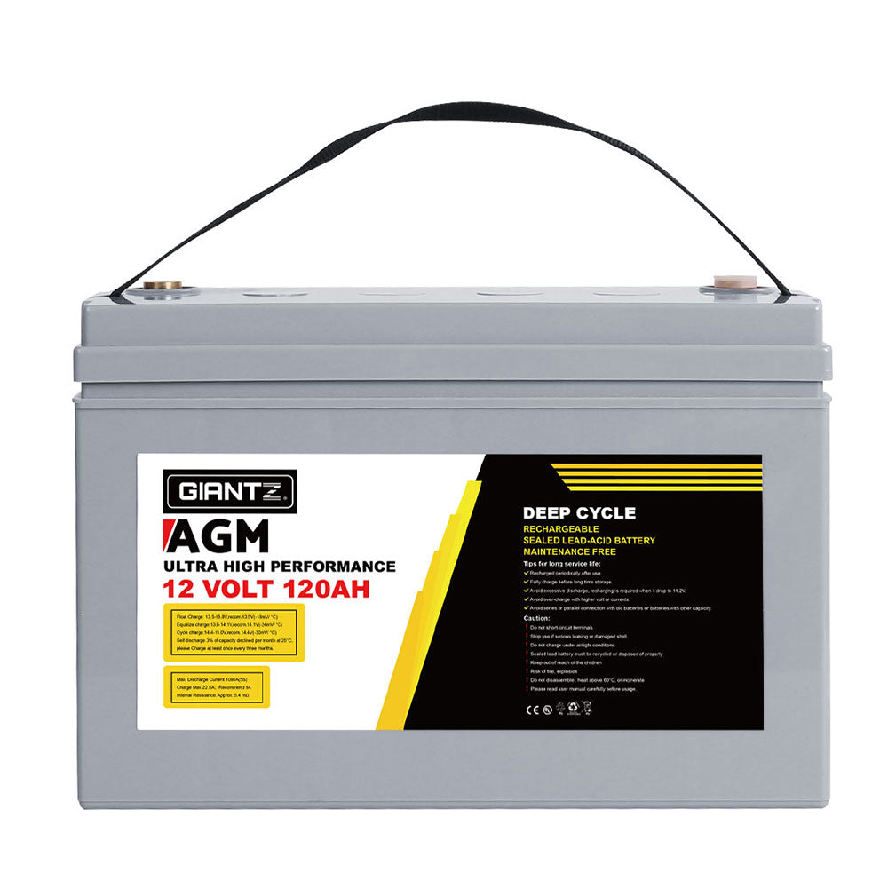 Batteries & Generators: Giantz AGM Deep Cycle Battery 12V 120Ah x2 Box Portable Solar Caravan Camping
