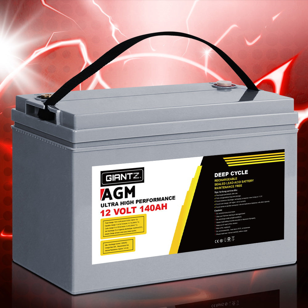 Batteries & Generators: Giantz AGM Deep Cycle Battery 12V 140Ah Box Portable Solar Caravan Camping