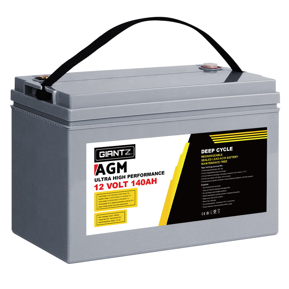 Batteries & Generators: Giantz AGM Deep Cycle Battery 12V 140Ah Box Portable Solar Caravan Camping