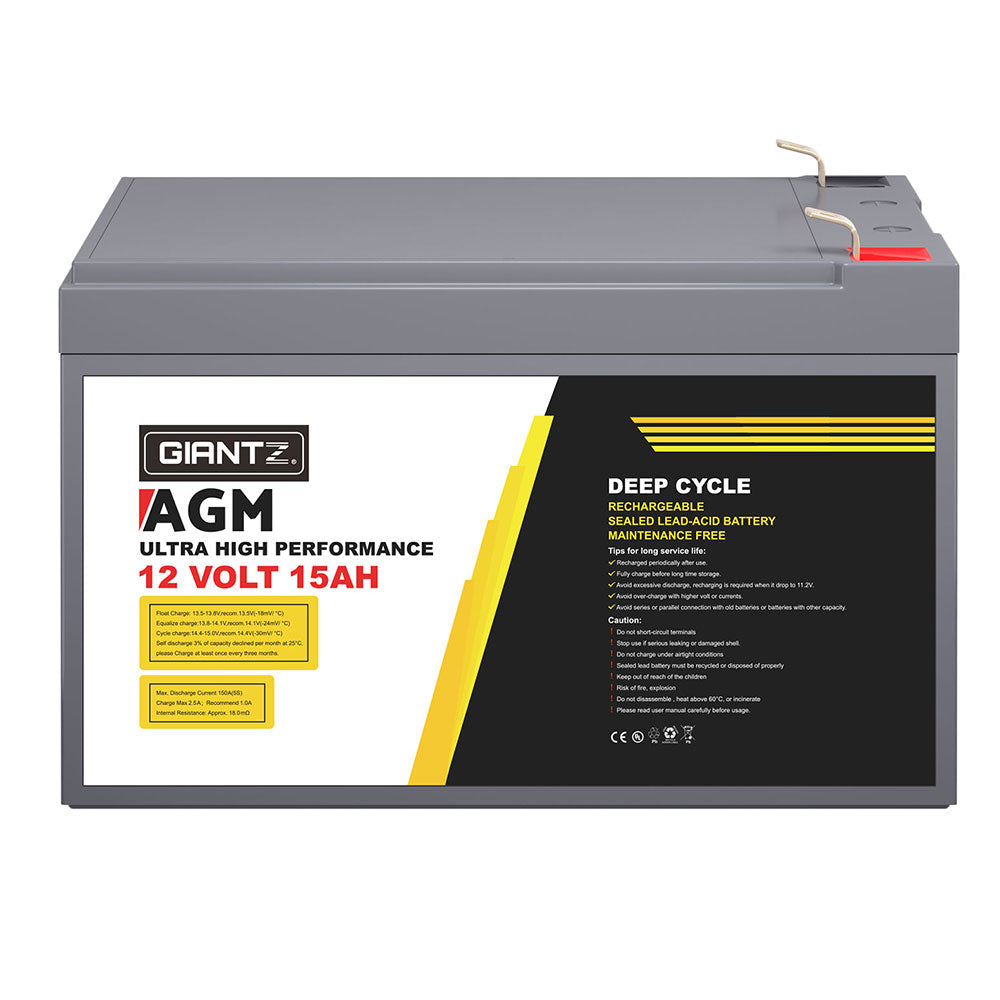 Batteries & Generators: Giantz AGM Battery 12V 15Ah Deep Cycle Box Portable Solar Caravan Camping