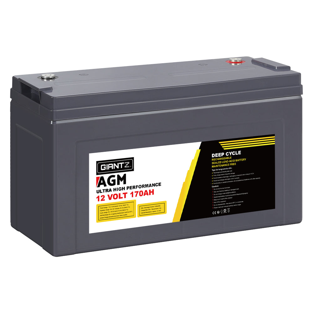 Batteries & Generators: Giantz AGM Deep Cycle Battery 12V 170Ah Box Portable Solar Caravan Camping