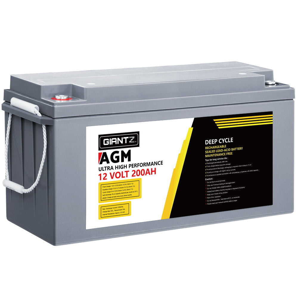 Batteries & Generators: Giantz AGM Deep Cycle Battery 12V 200Ah Box Portable Solar Caravan Camping