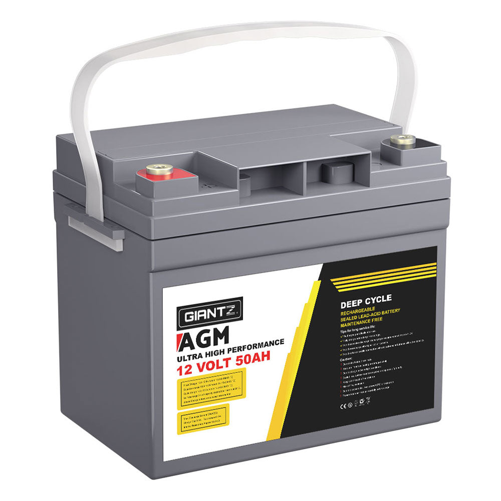 Batteries & Generators: Giantz AGM Deep Cycle Battery 12V 50Ah Box Portable Solar Caravan Camping