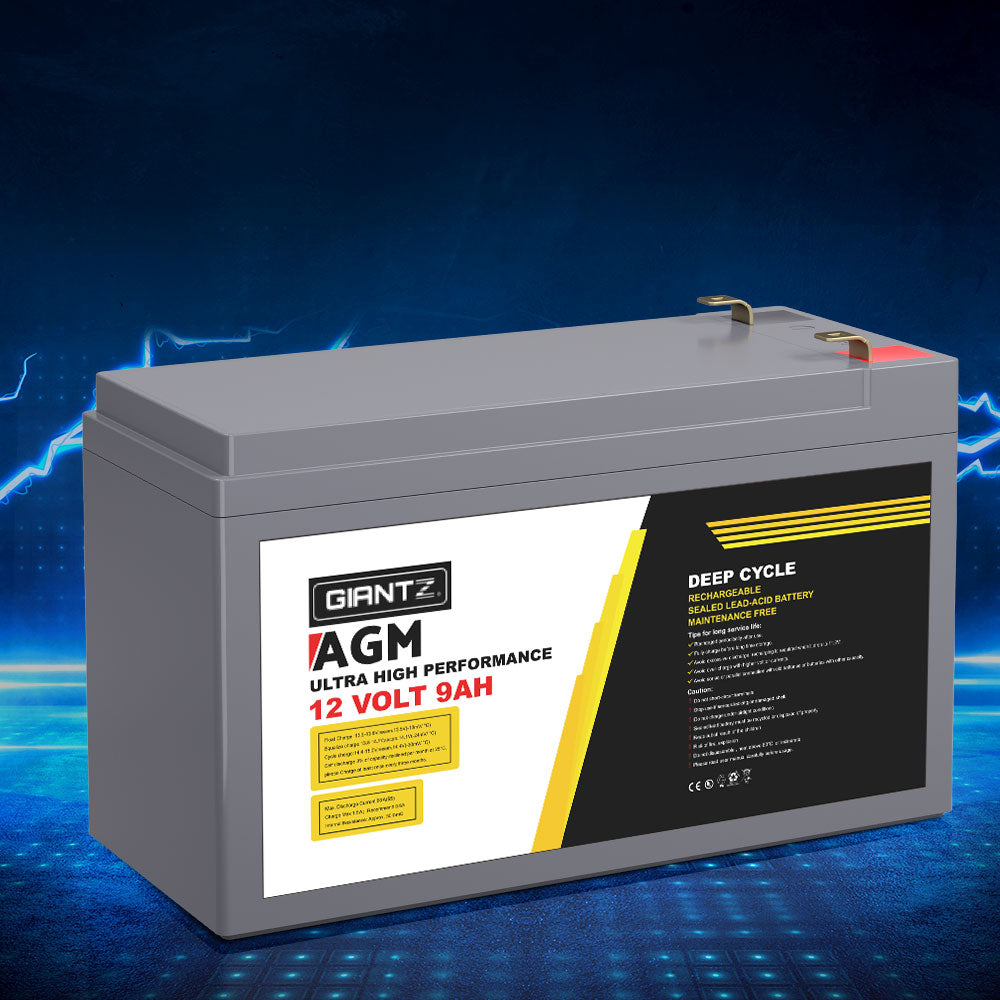Batteries & Generators: Giantz AGM Deep Cycle Battery 12V 9Ah Box Portable Solar Caravan Camping