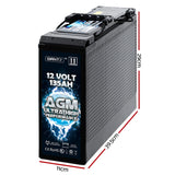 Giantz AGM Deep Cycle Battery 12V 135Ah Slim Box Portable Solar Caravan Camping