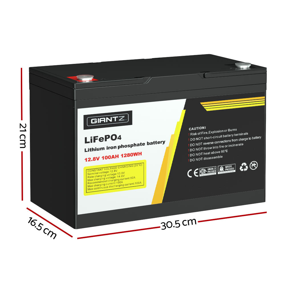 Batteries & Generators: Giantz 12V 100Ah Lithium Battery LiFePO4 Deep Cycle Box Solar Caravan Camping