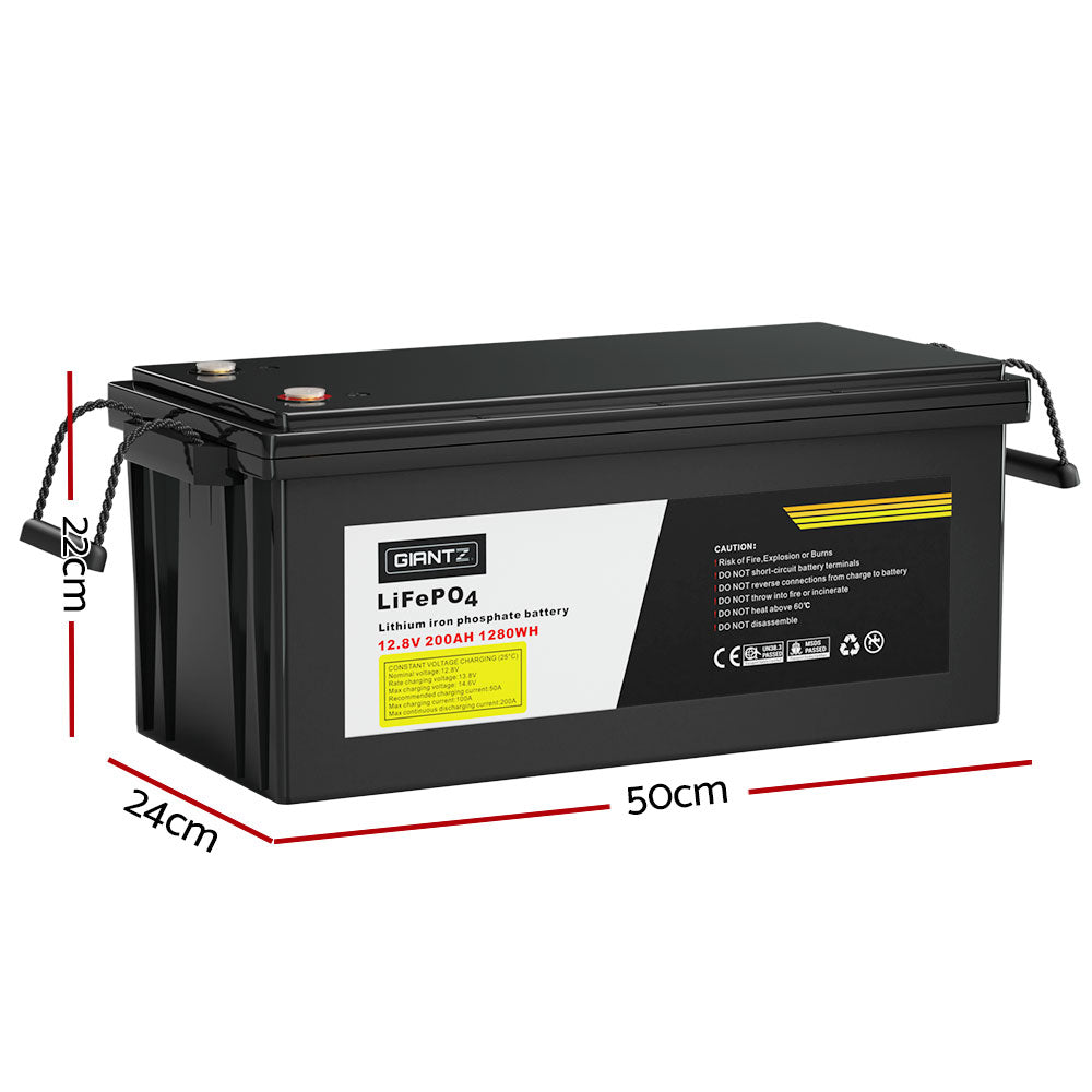 Batteries & Generators: Giantz 12V 200Ah Lithium Battery LiFePO4 Deep Cycle Box Solar Caravan Camping