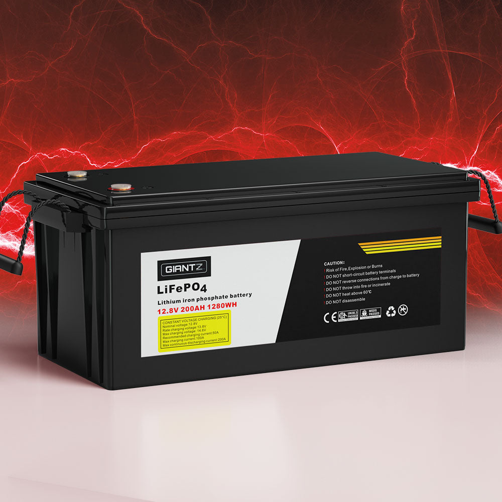 Batteries & Generators: Giantz 12V 200Ah Lithium Battery LiFePO4 Deep Cycle Box Solar Caravan Camping