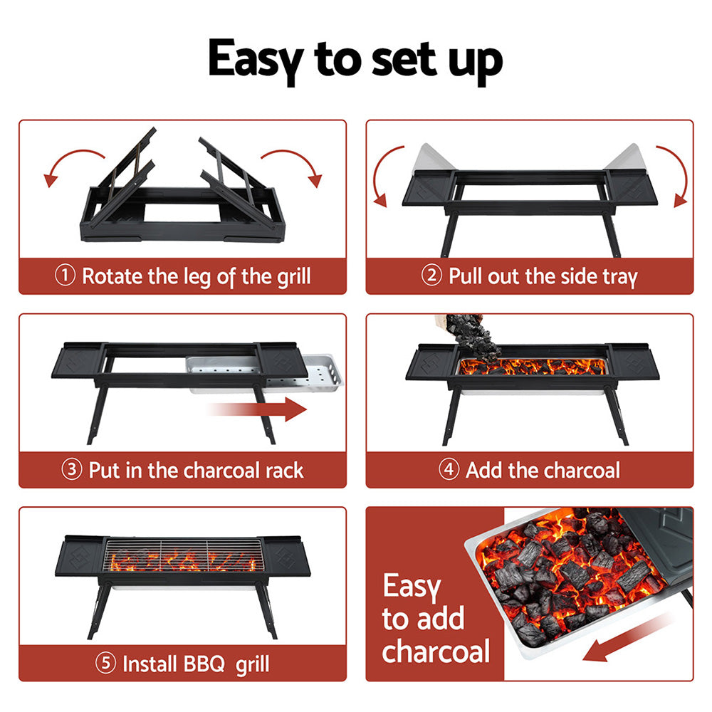 Fire Pits: Grillz Charcoal BBQ Grill Smoker Portable Barbecue Outdoor Foldable Camping