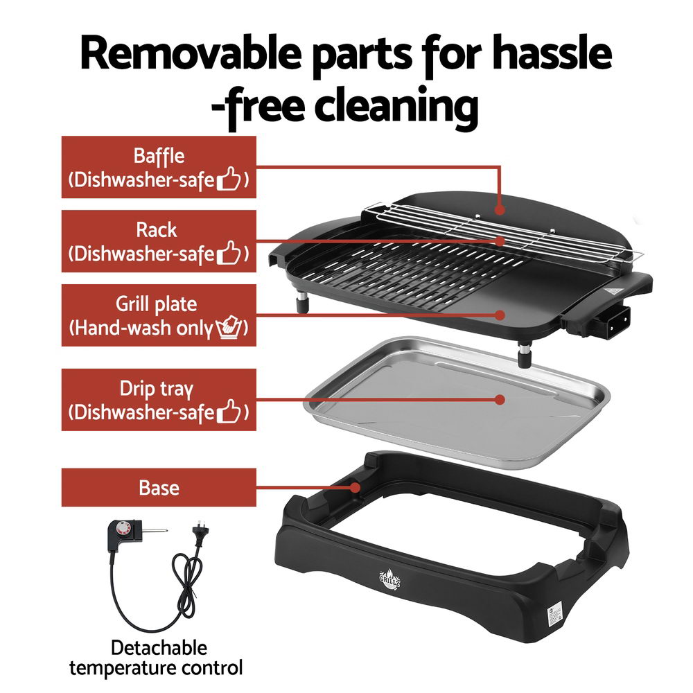 BBQs & Accessories: Grillz 1950W Electric BBQ Grill Non-stick Plate for Indoor Outdoor