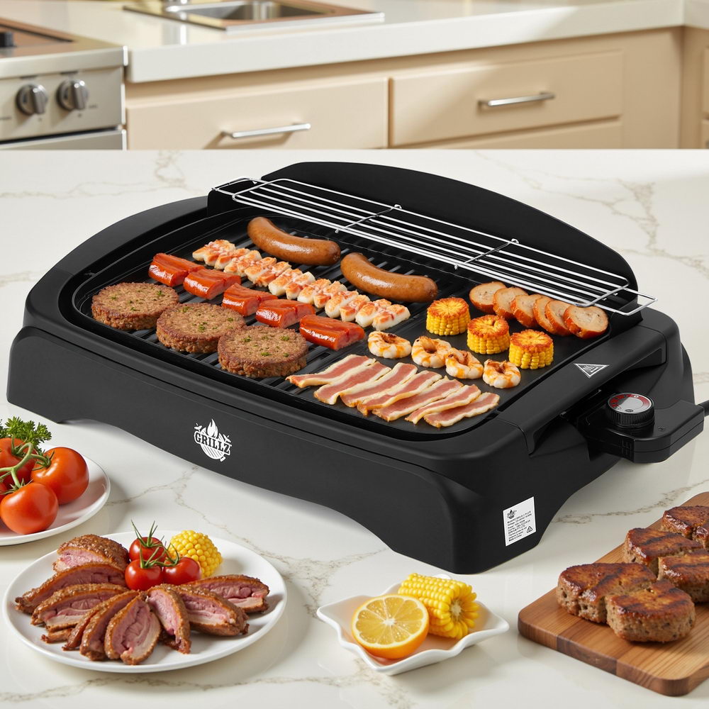 BBQs & Accessories: Grillz 1950W Electric BBQ Grill Non-stick Plate for Indoor Outdoor