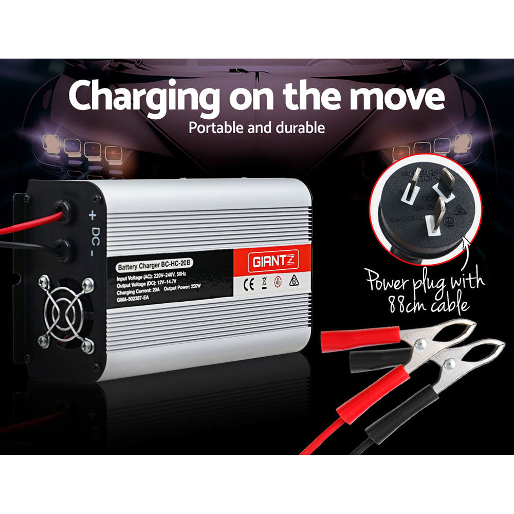 Batteries & Generators: Giantz 12V 20A Car Battery Charger Inverter 20 Amp ATV 4WD Boat Caravan