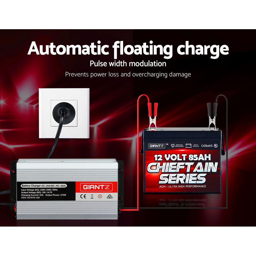 Batteries & Generators: Giantz 12V 30A Car Battery Charger 30Amp ATV 4WD Boat Caravan