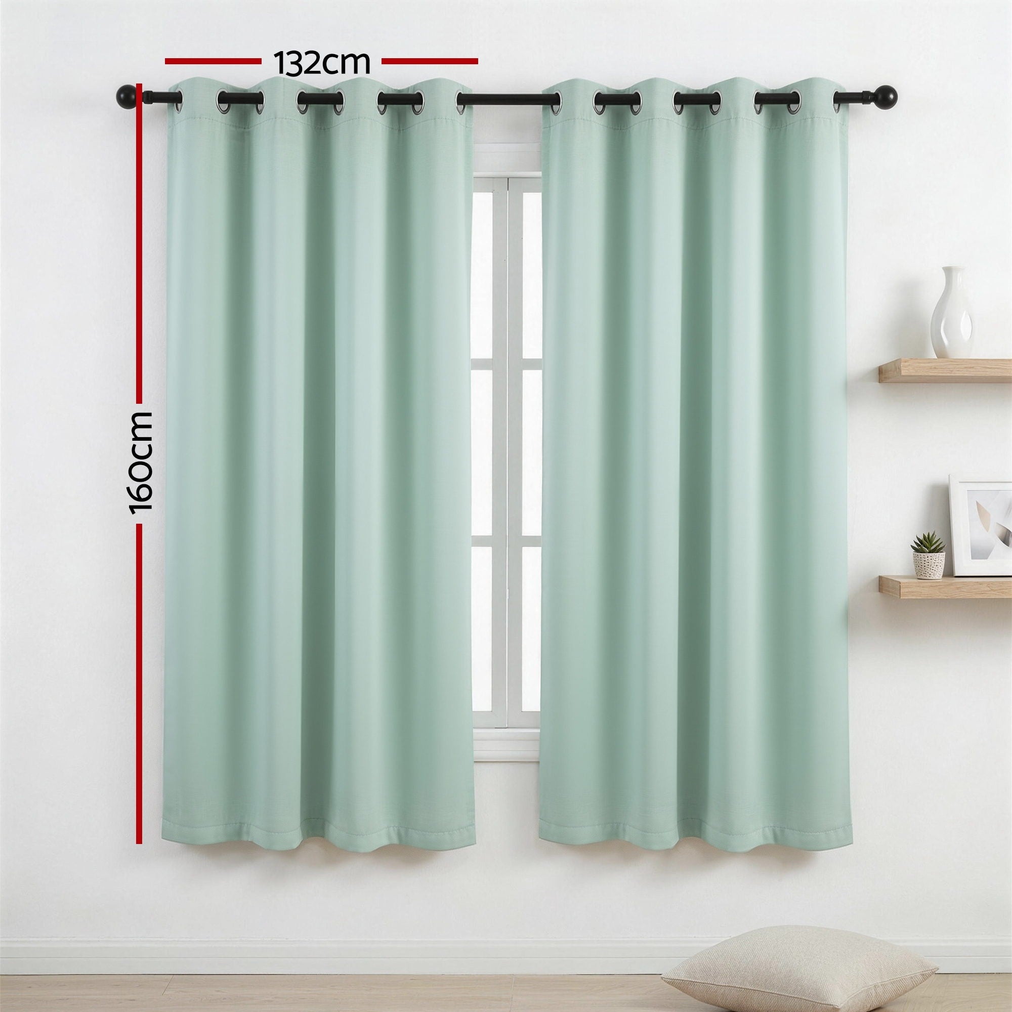 Artiss Blockout Curtains 2X 132x160cm Thermal Insulated Eyelet Drapes Green