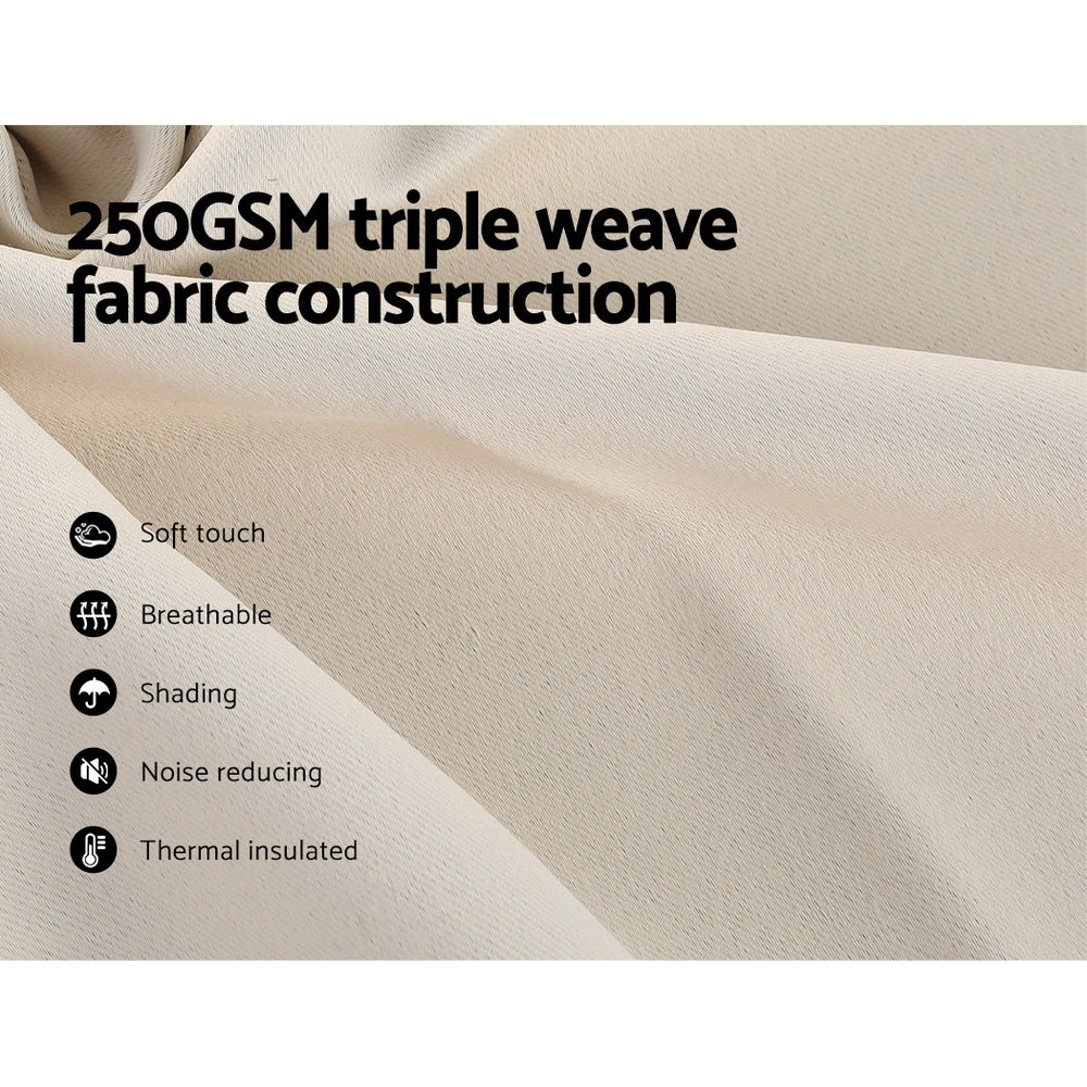Curtains & Drapes: Artiss 2X Blockout Curtains Eyelet 140x230cm Beige