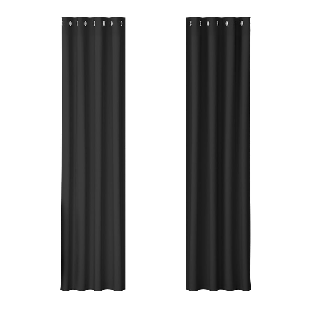 Curtains & Drapes: Artiss 2X Blockout Curtains Eyelet 140x230cm Black