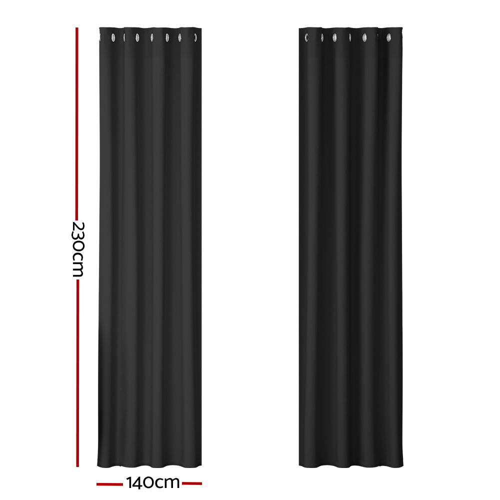 Curtains & Drapes: Artiss 2X Blockout Curtains Eyelet 140x230cm Black