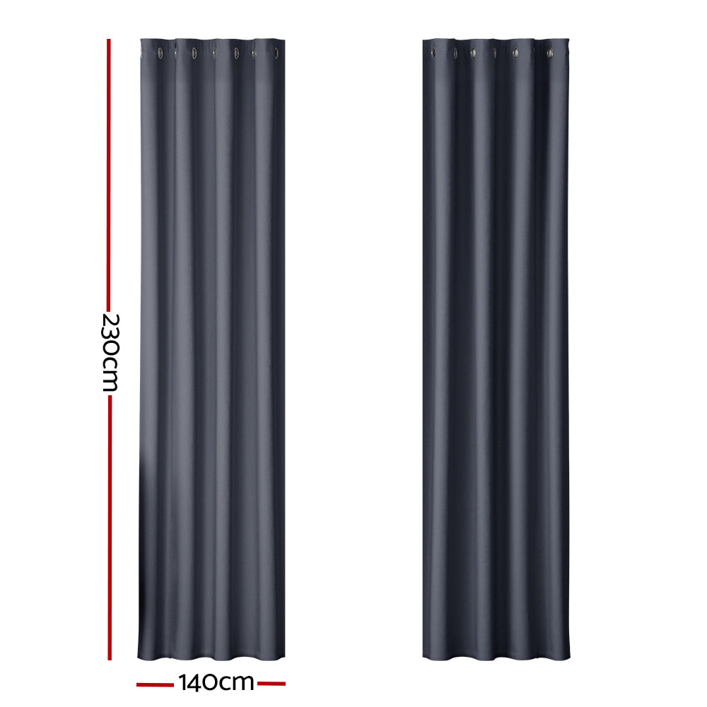 Curtains & Drapes: Artiss 2X Blockout Curtains Eyelet 140x230cm Charcoal