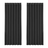 Curtains & Drapes: Artiss 2X Blockout Curtains Eyelet 240x230cm Black